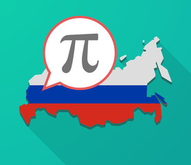 Long shadow Russia map with the number pi symbol