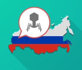 Long shadow Russia map with a virus