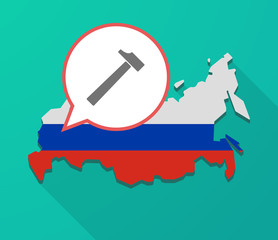 Long shadow Russia map with a hammer