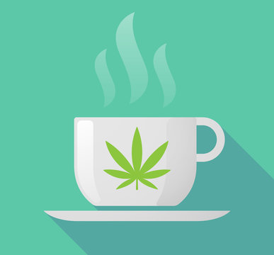 Long shadow mug with a marijuana leaf