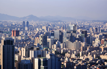 Seoul city and Downtown skyline, South Kore.