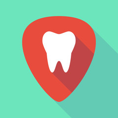 Long shadow guitar pick with a tooth