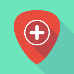 Long shadow guitar pick with a sum sign