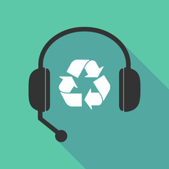 Long shadow headphones with a recycle sign
