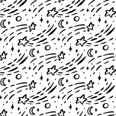 Seamless pattern with stars on a white background.