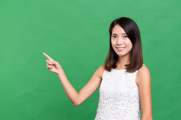 Woman showing finger up