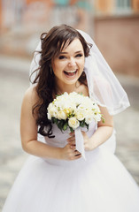 Bride with incredible emotions