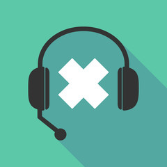 Long shadow headphones with an irritating substance sign