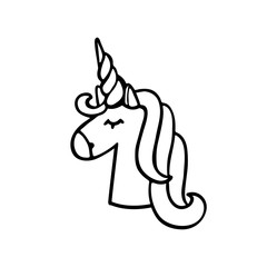 Unicorn of black ink on a white background. It can be used for website design, article, phone case, poster, t-shirt, mug etc.