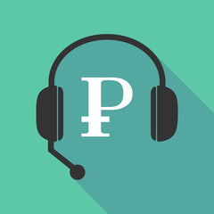 Long shadow headphones with a ruble sign