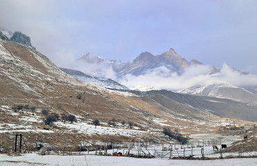 mountain landscape in inclement weather