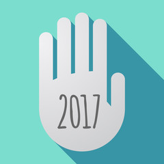 Fototapeta na wymiar Long shadow hand with a 2017 year number icon