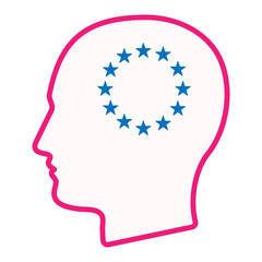 Isolated male head with  the EU flag stars