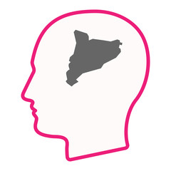 Isolated male head with  the map of Catalonia