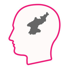 Isolated male head with  the map of North Korea