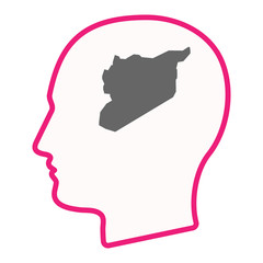 Isolated male head with  the map of Syria