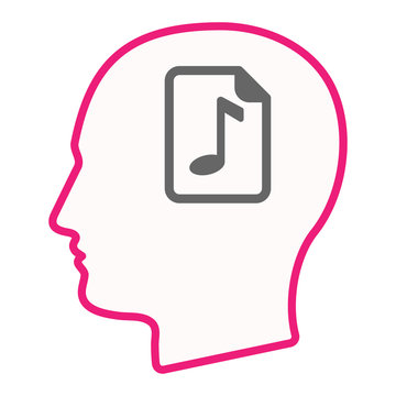 Isolated male head with  a music score icon