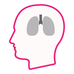 Isolated male head with  a healthy human lung icon