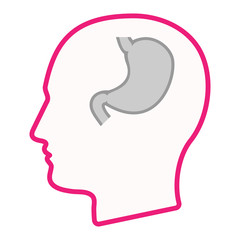 Isolated male head with  a healthy human stomach icon