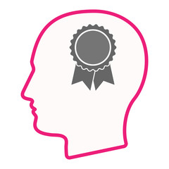 Isolated male head with  a ribbon award