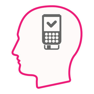 Isolated male head with  a dataphone icon
