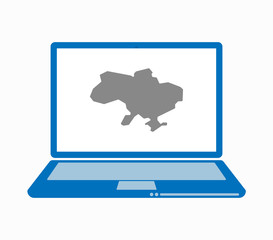 Isolated laptop with  the map of Ukraine