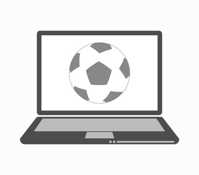 Isolated laptop with  a soccer ball