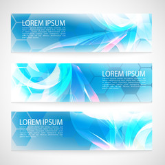 Fototapeta premium Vector Banner Abstract geometric background. Template brochure design. Blue hexagon shape