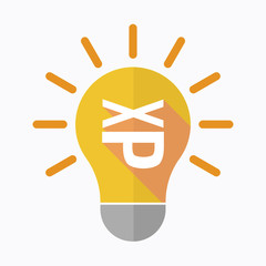 Isolated light bulb with  a Tongue sticking text face emoticon