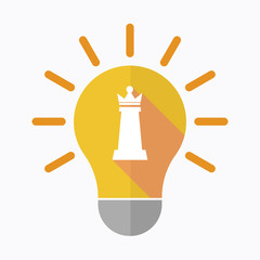 Isolated light bulb with a  queen   chess figure