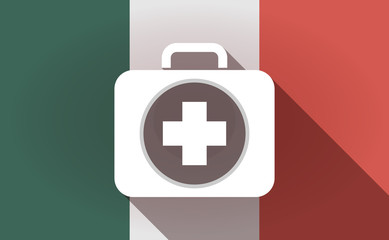 Long shadow Mexico flag with  a first aid kit icon