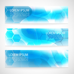 Fototapeta premium Vector Banner Abstract geometric background. Template brochure design. Blue hexagon shape