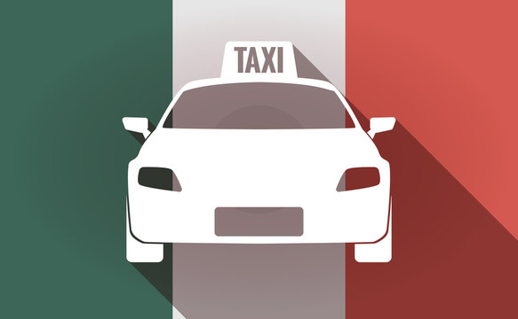 Long Shadow Mexico Flag With  A Taxi Icon