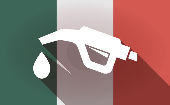 Long shadow Mexico flag with  a gas hose icon