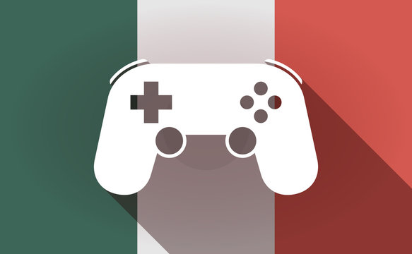 Long shadow Mexico flag with  a game pad