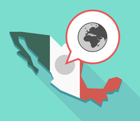 Long shadow Mexico map with   an Asia, Africa and Europe regions