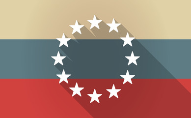 Long shadow Russia map with  the EU flag stars