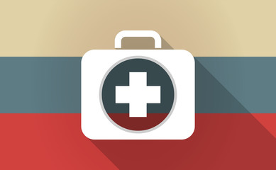 Long shadow Russia map with  a first aid kit icon