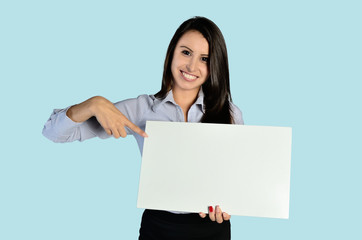 Naklejka premium business woman on blue background