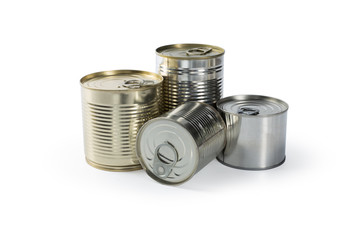 metal cans on a white background.