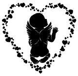 Download "Angel baby with wings in red hearts" Stock image and ...