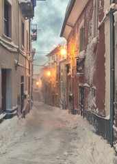 old snowy street 