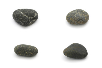 Fototapeta na wymiar Collection set of simple black natural stone isolated on white background