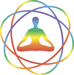 Logo with the man in yoga asana.