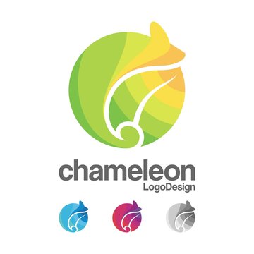 Chameleon Circle Logo With Leaf