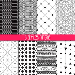 set of black and white patterns