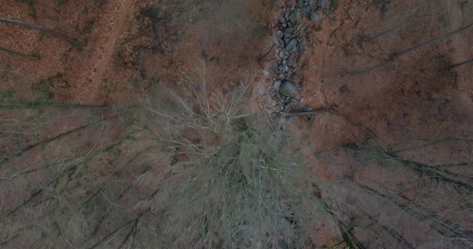 A drone flight over a rocky landscape called Felsenmeer. Located in south Hessia Germany.