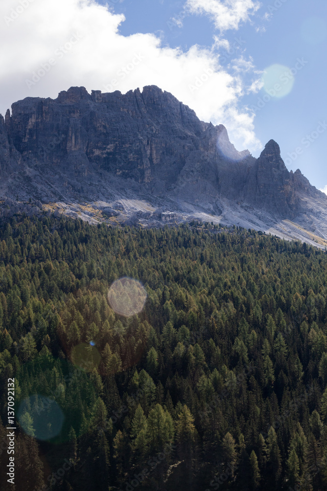 Wall mural hiking in the dolomites. the dolomites, a scenic part of the alps located in italy, are an absolute 