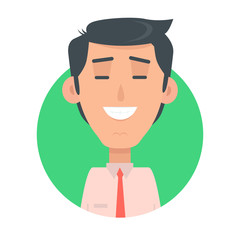 Man Face Emotive Vector Icon in Flat Style  