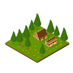 Isometric Lumber Industry Icon.

Vector illustration of a lumberyard.